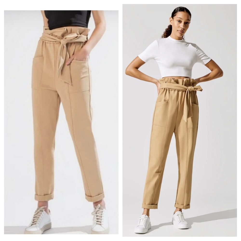 Ona Abbot Kinney Paperbag High-Waisted Pant - Sand Tan